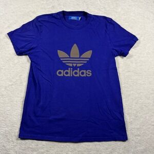 Adidas Originals Mens Trefoil Graphic T-Shirt Royal Blue Gold Size M